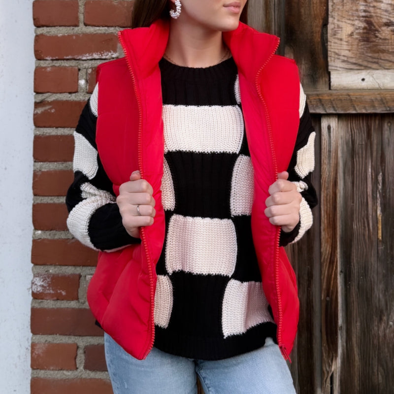 Keep Me Cozy Puffer Vest Red