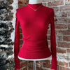 Stuck In Your Ways Ribbed Mock Neck Sweater Red