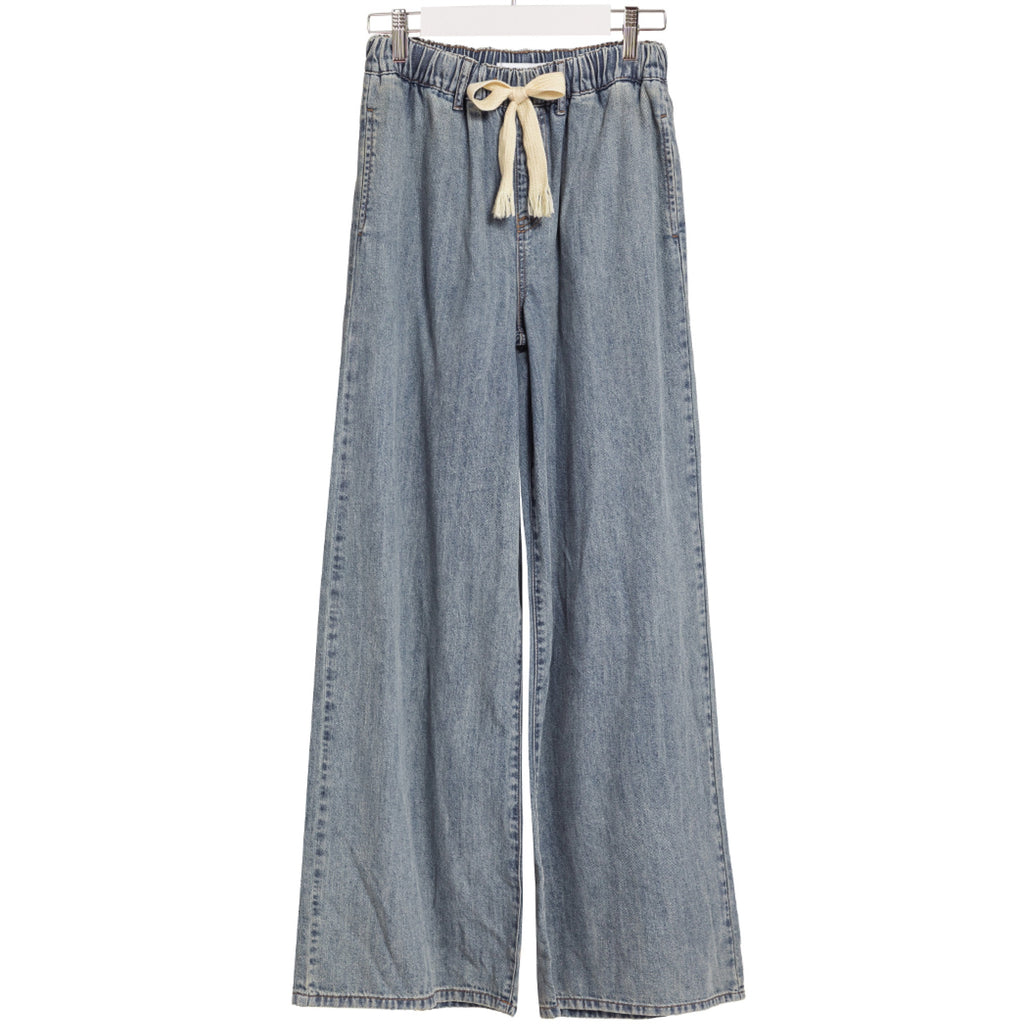 Just Me Wide Leg Drawstring Denim Pants