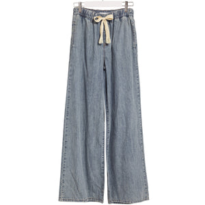 Just Me Wide Leg Drawstring Denim Pants