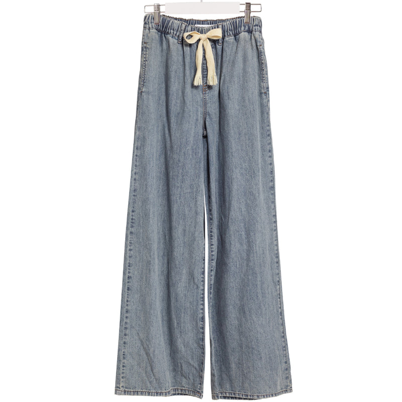 Just Me Wide Leg Drawstring Denim Pants