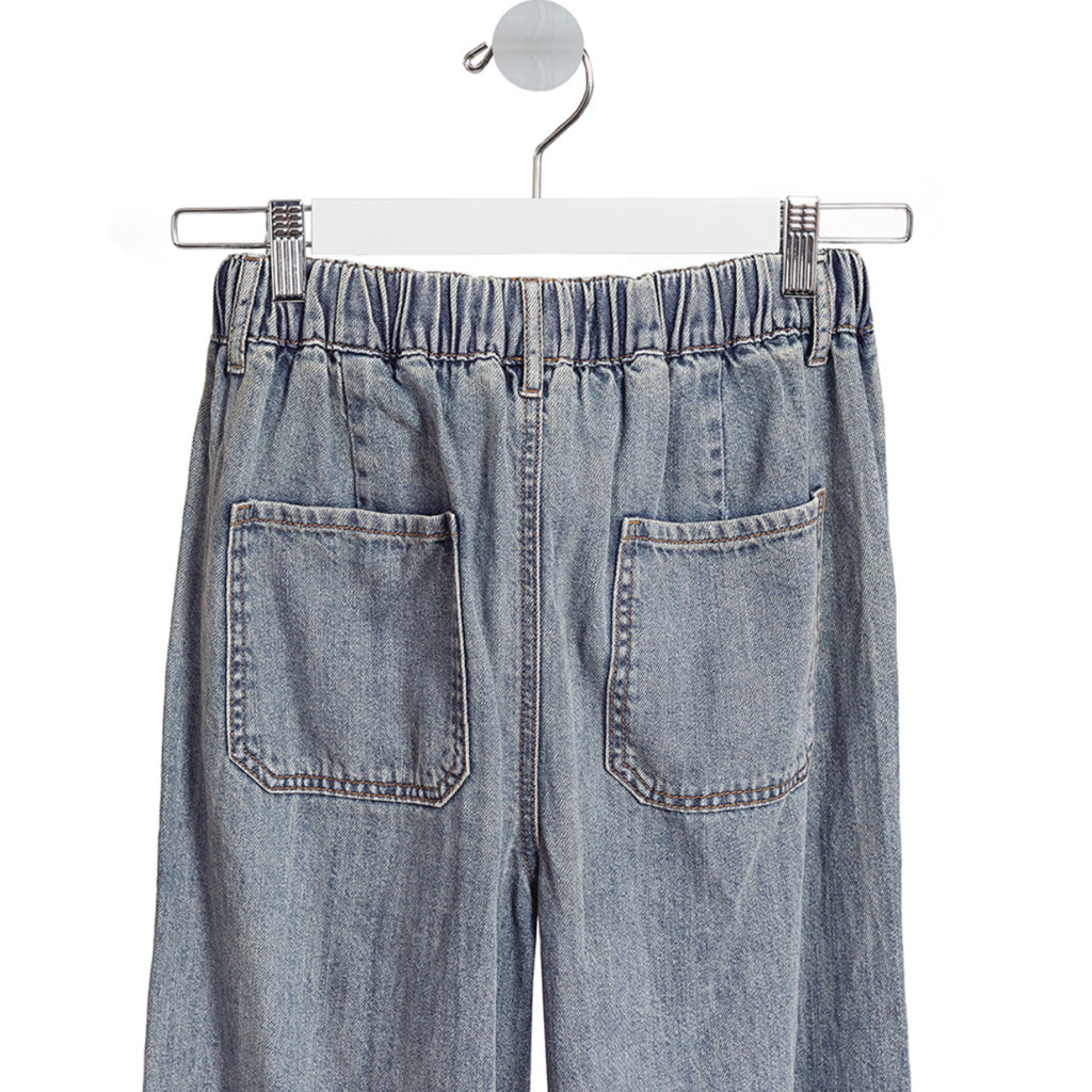 Just Me Wide Leg Drawstring Denim Pants