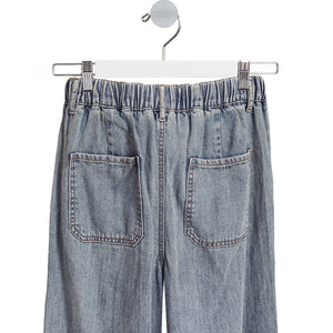 Just Me Wide Leg Drawstring Denim Pants