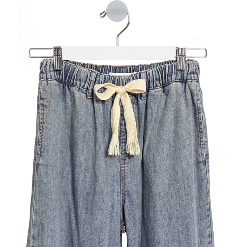 Just Me Wide Leg Drawstring Denim Pants