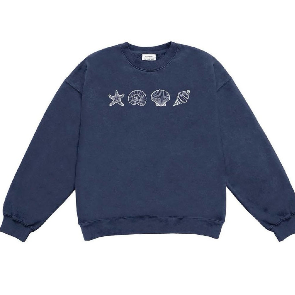 By The Sea Seashell Embroidered Sweatshirt Navy