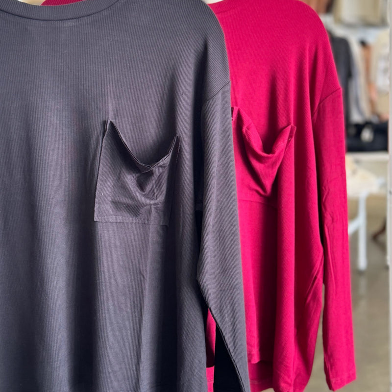 Why Can't You Ribbed Long Sleeve Top