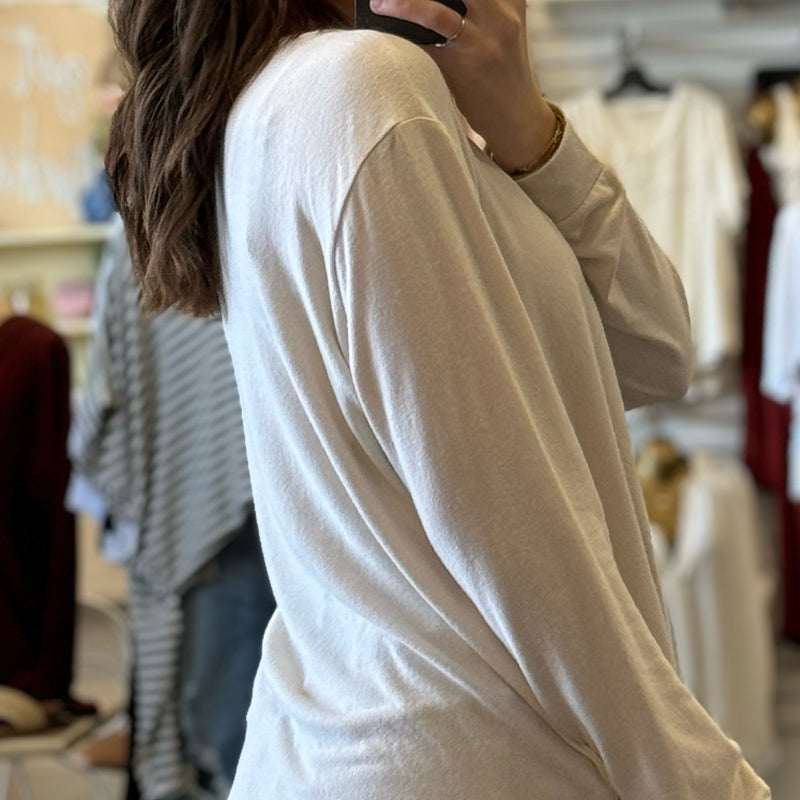 Expand Your Horizon Hacci Round Neck Sweater Beige
