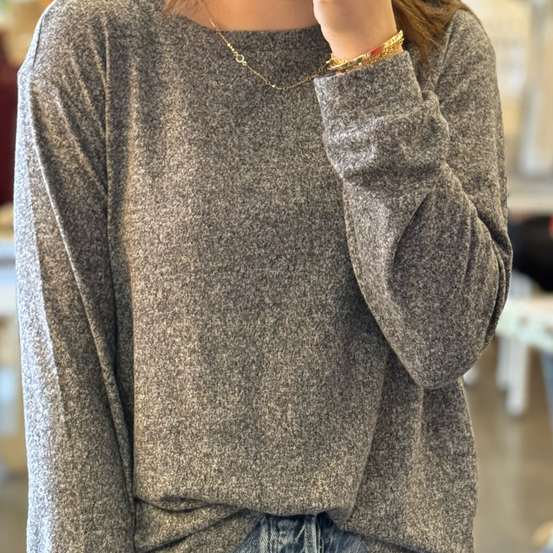 Expand Your Horizon Hacci Round Neck Sweater Black