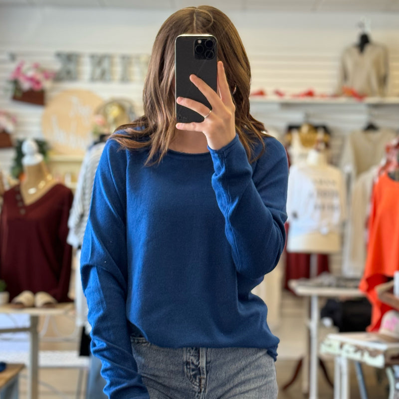 Forever In Love Round Neck Sweater Classic Blue