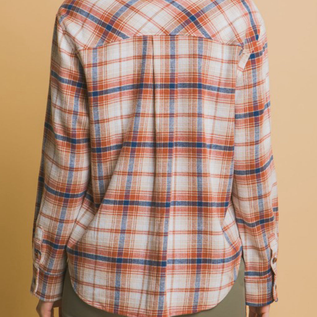 Made Me Realize Plaid Button-Down Flannel Rust