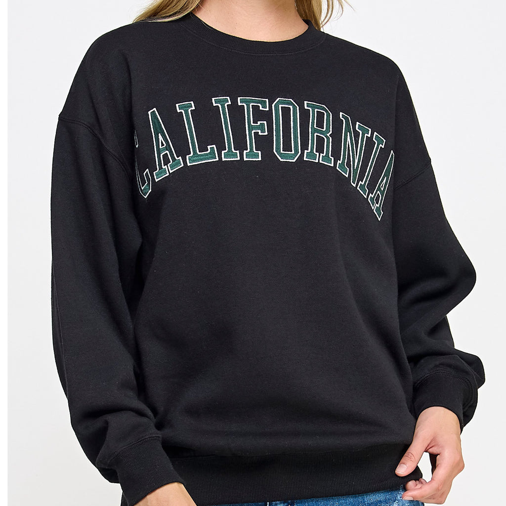 California Oversized Embroidered Sweatshirt Black