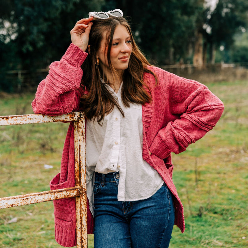 Forget You Existed Chunky Cardigan Hot Pink