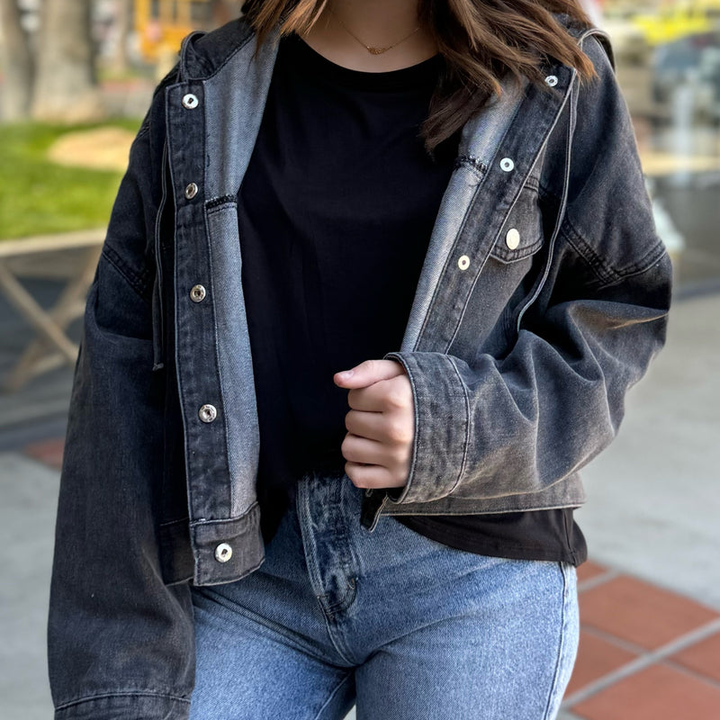 Aware Of You Hooded Denim Jacket