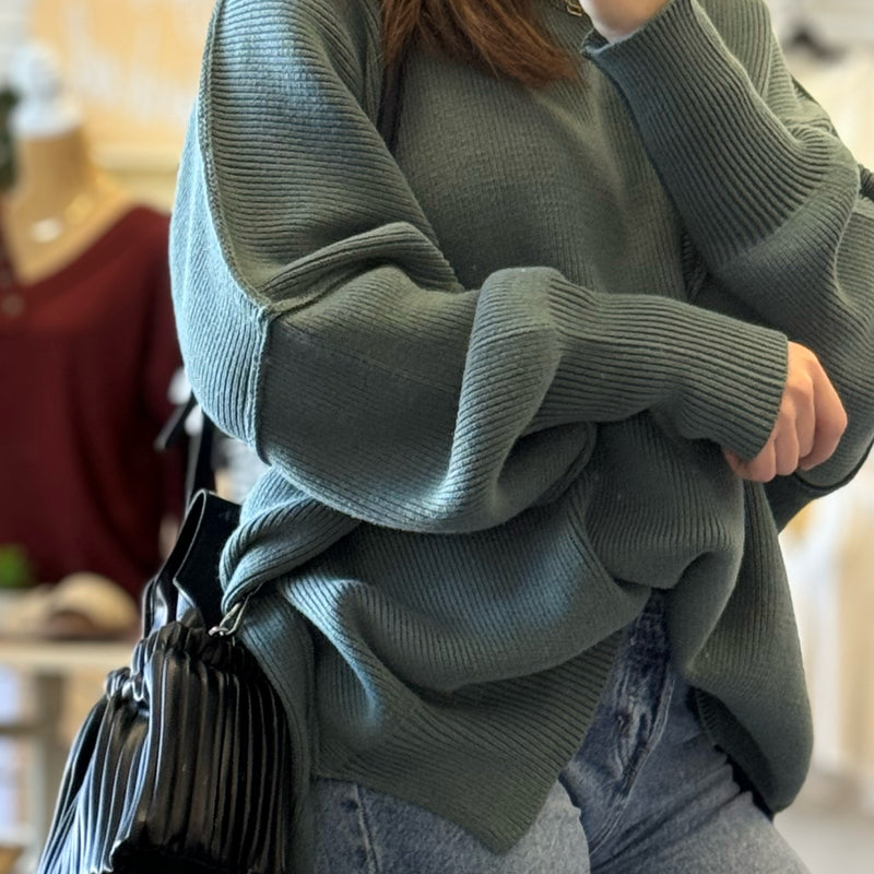 Lucky To Have You Side Slit Oversized Sweater
