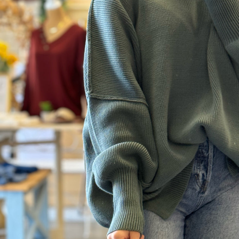 Lucky To Have You Side Slit Oversized Sweater