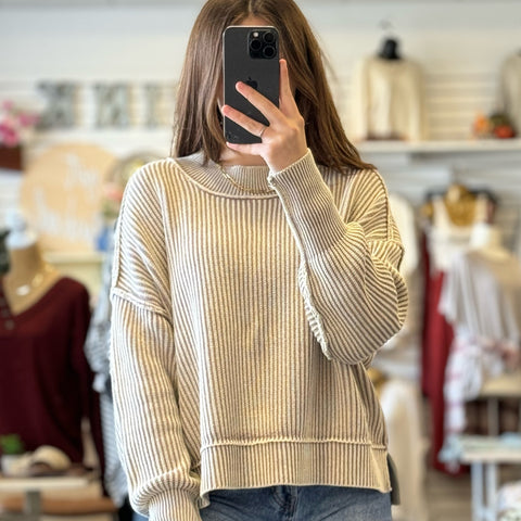 When I Go Acid Washed Sweater Rust