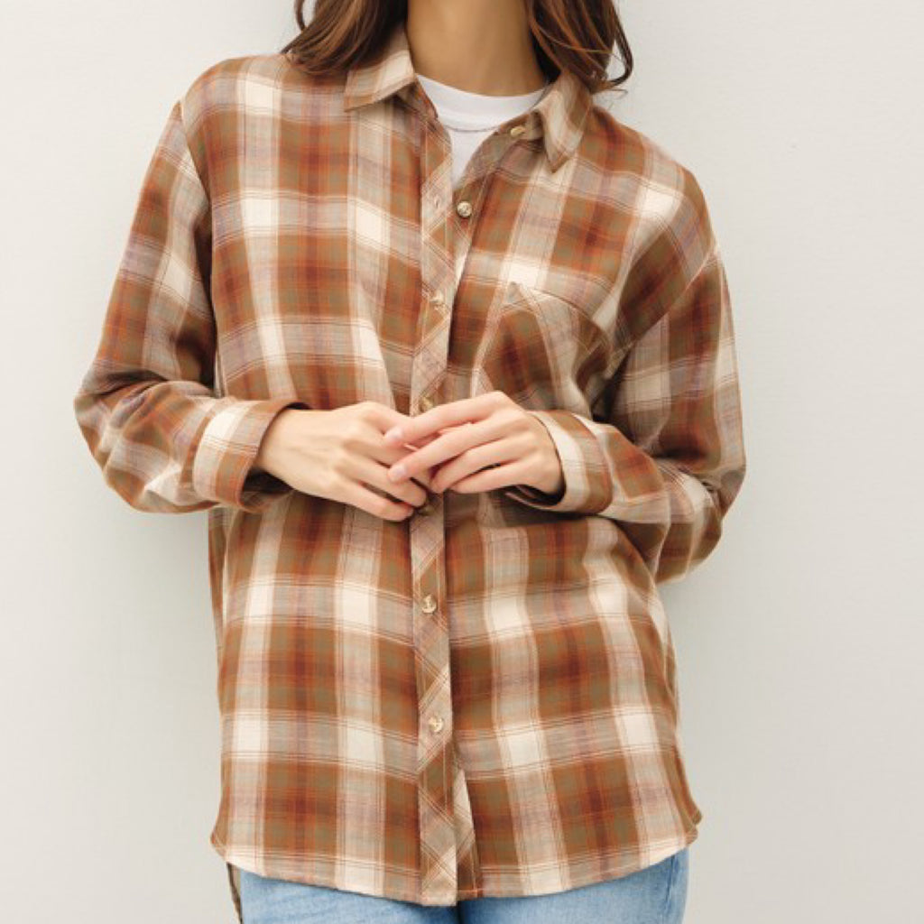 Give It A Rest Oversized Flannel Brown