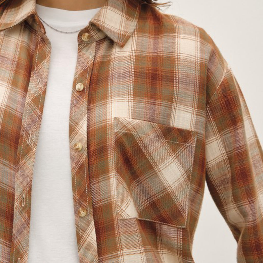 Give It A Rest Oversized Flannel Brown