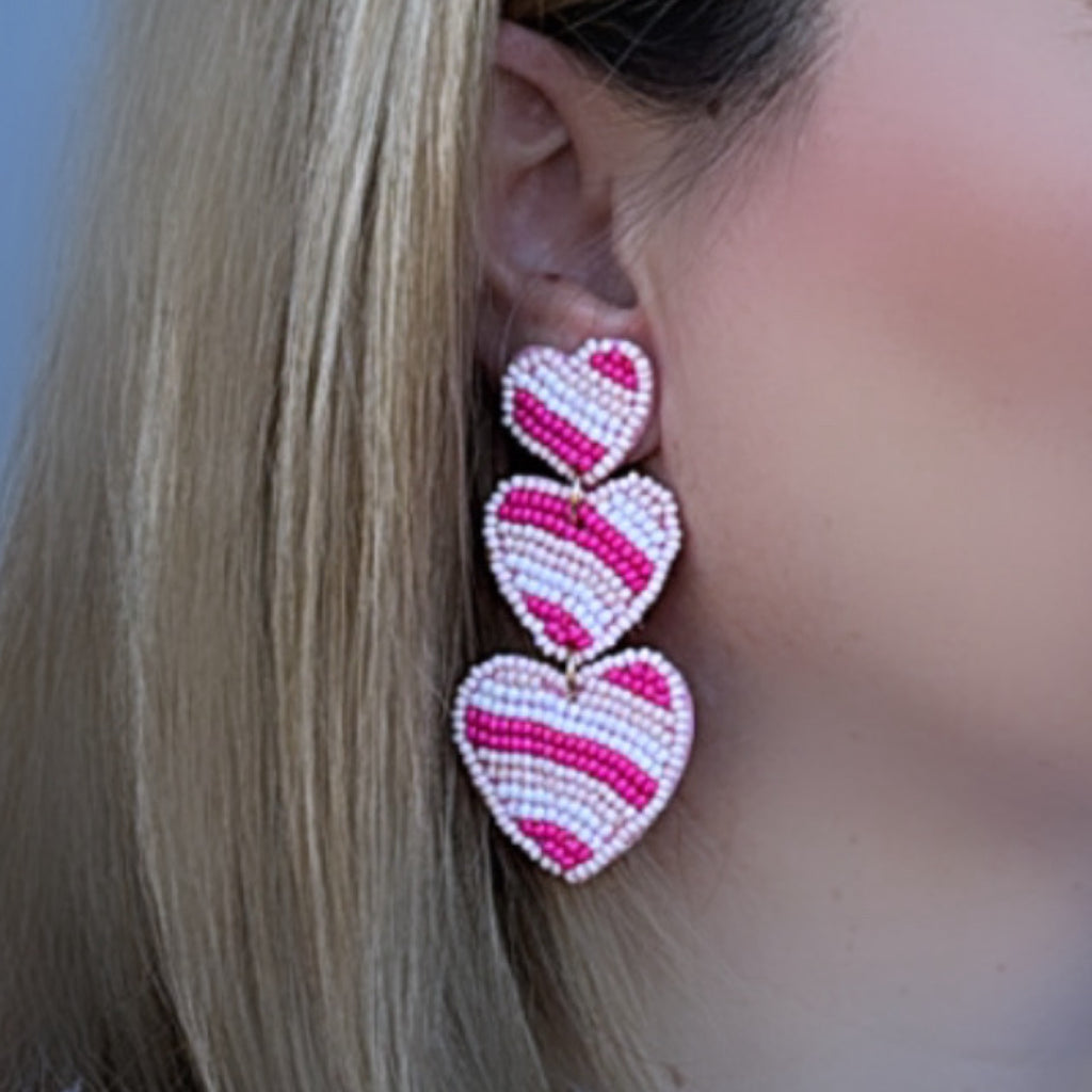 Heart Seed Bead Earrings