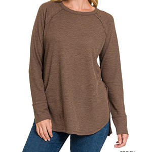 Classic Move Baby Waffle Knit Long Sleeve Top Mocha
