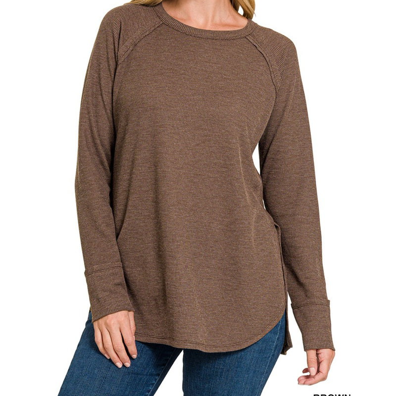 Classic Move Baby Waffle Knit Long Sleeve Top Mocha