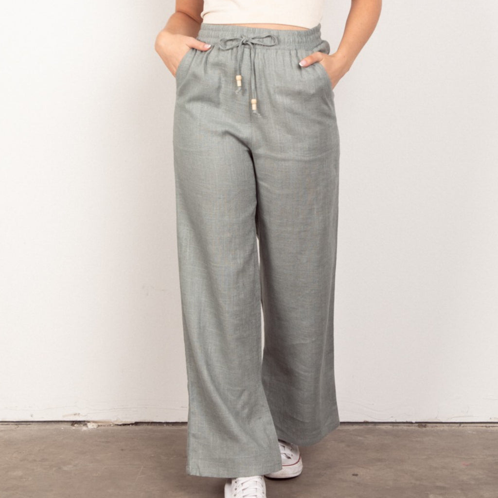 Beach Style Solid Linen Pants