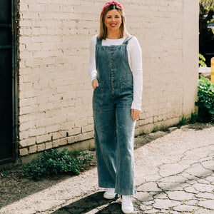 Jewel Button Down Denim Overalls