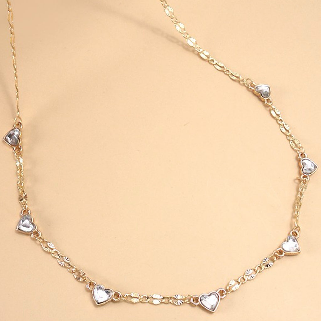 Heart Stone Station Necklace