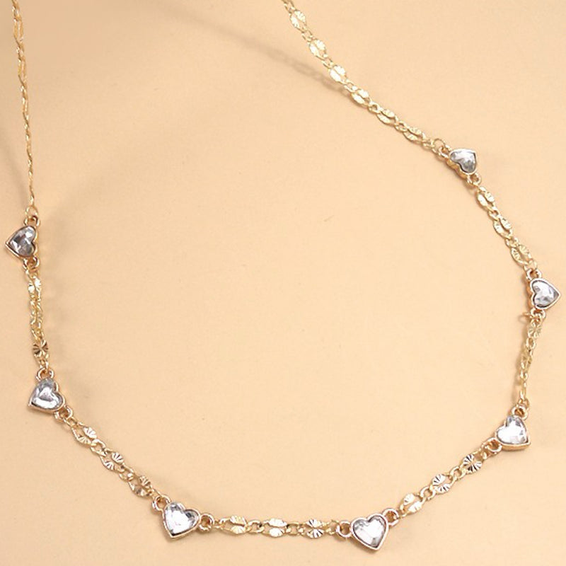 Heart Stone Station Necklace