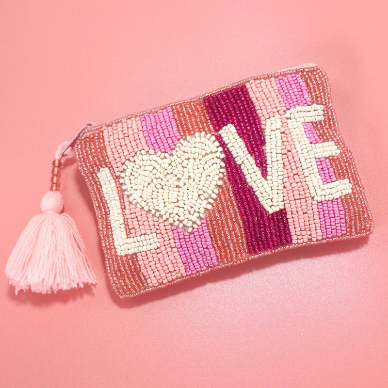 Love Seed Bead Coin Purse