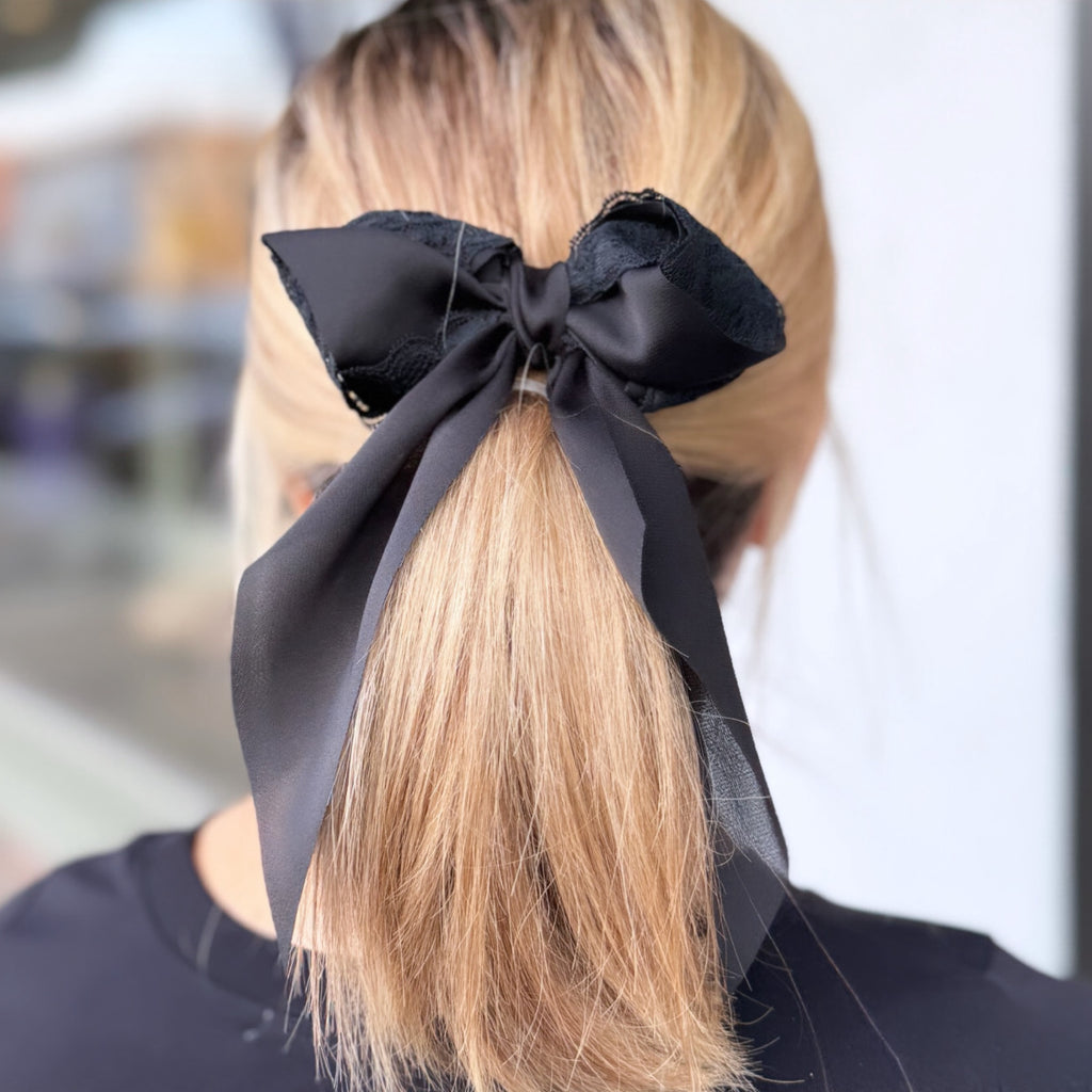 Hair Bow With Satin And Lace