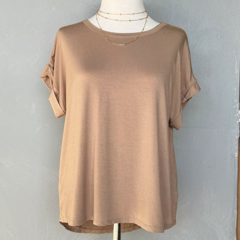 Fresh Trends Washed Long Sleeve Top Carmel