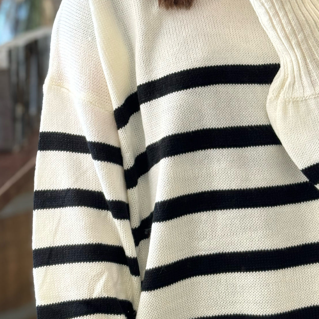 Peace And Joy Stripe Sweater White