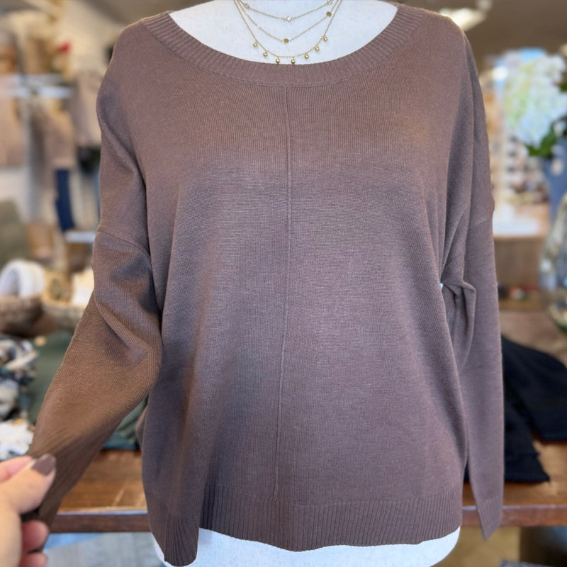 Have Fun Solid Sweater Brown