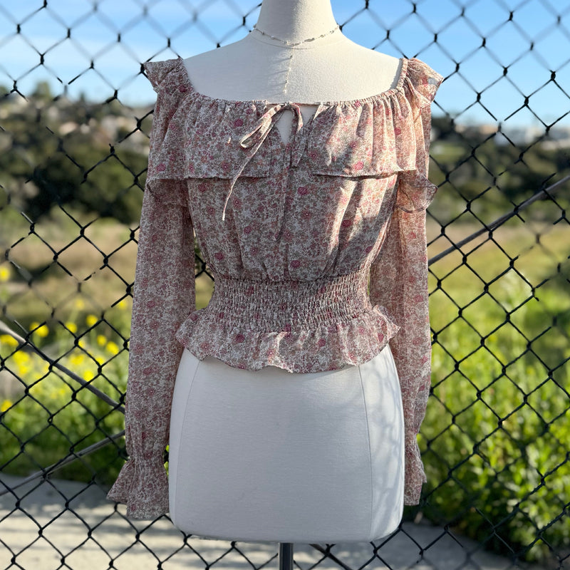 Sweet Rose Chiffon Floral Top