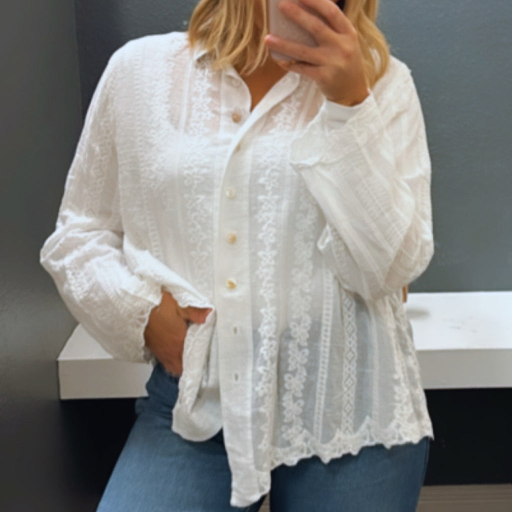 Endless Summer Embroidered Long Sleeve Top