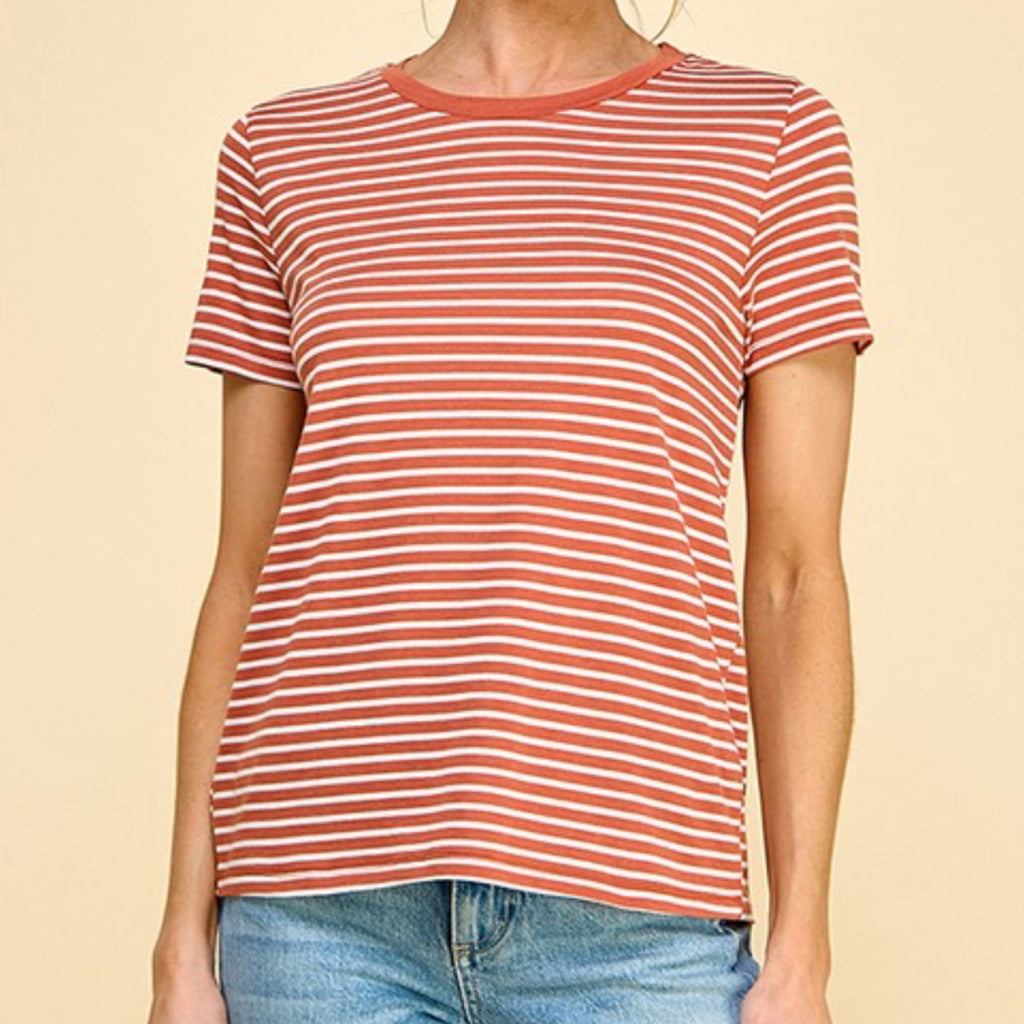 Simple Easy Short Sleeve Top Rust