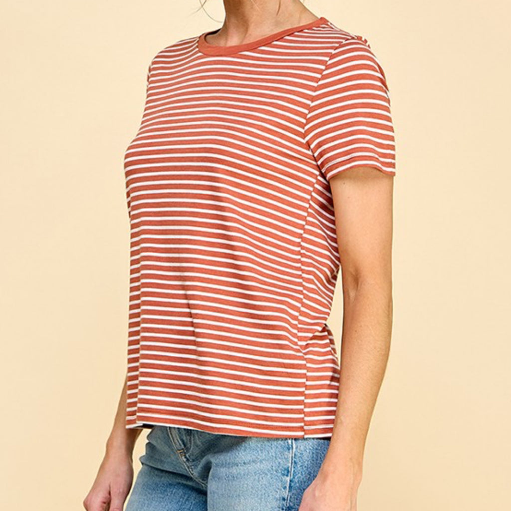 Simple Easy Short Sleeve Top Rust