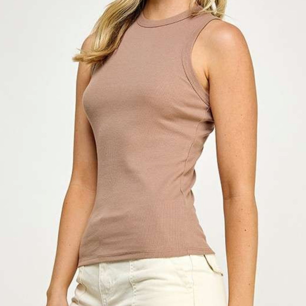 Easy On Me Ribbed Tank Top Taupe