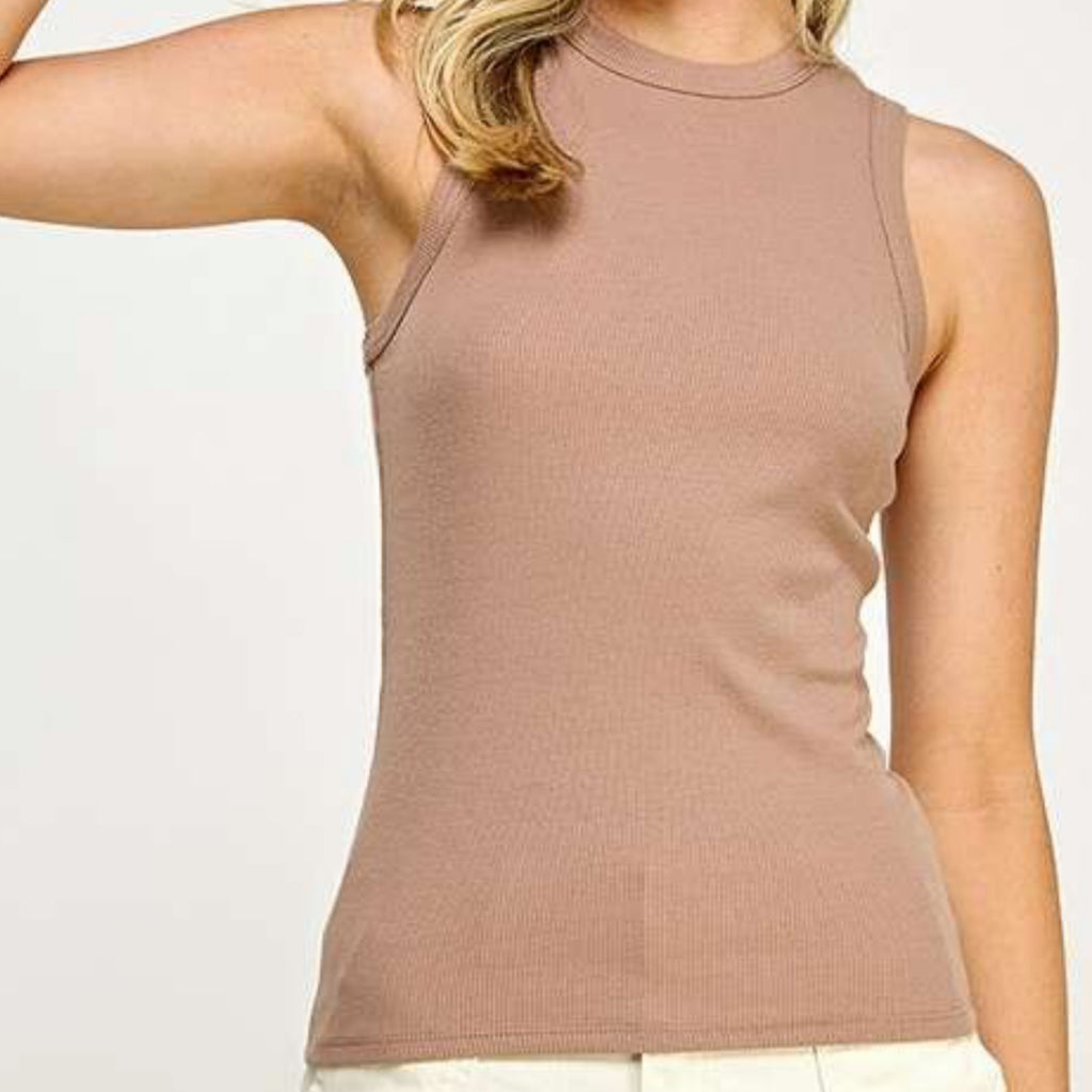Easy On Me Ribbed Tank Top Taupe