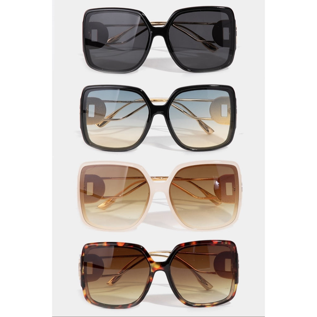 Large Square Lens Acetate Frame Sunglasses
