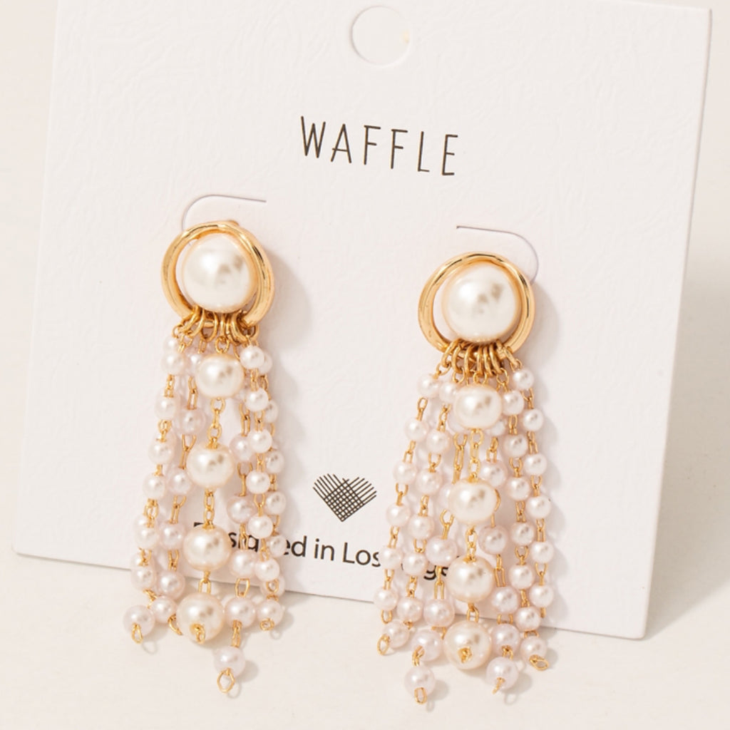 Pearl Chain Fringe Dangle Earrings