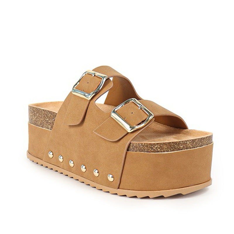 Haley Stacked Double Strap Sandals