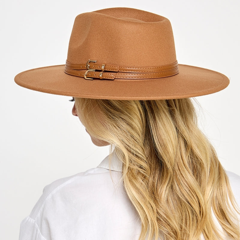 Double Belt Strap Fedora Hat