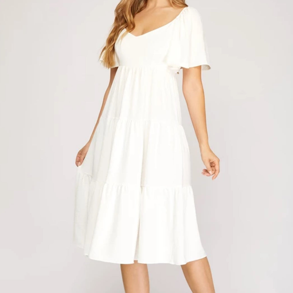 Feeling Happy Back Tie Midi Dress