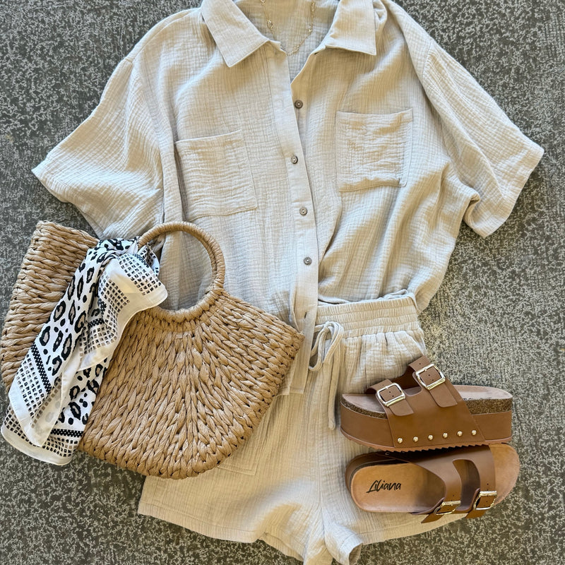 The Better Short Sleeve Button Down Top