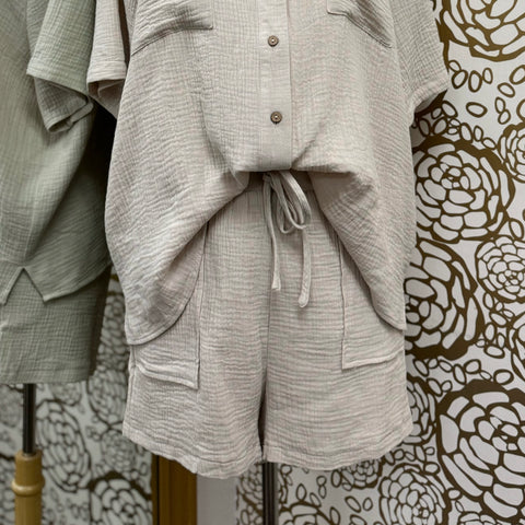 Every Day Linen Pants With Smocked Waistband Khaki