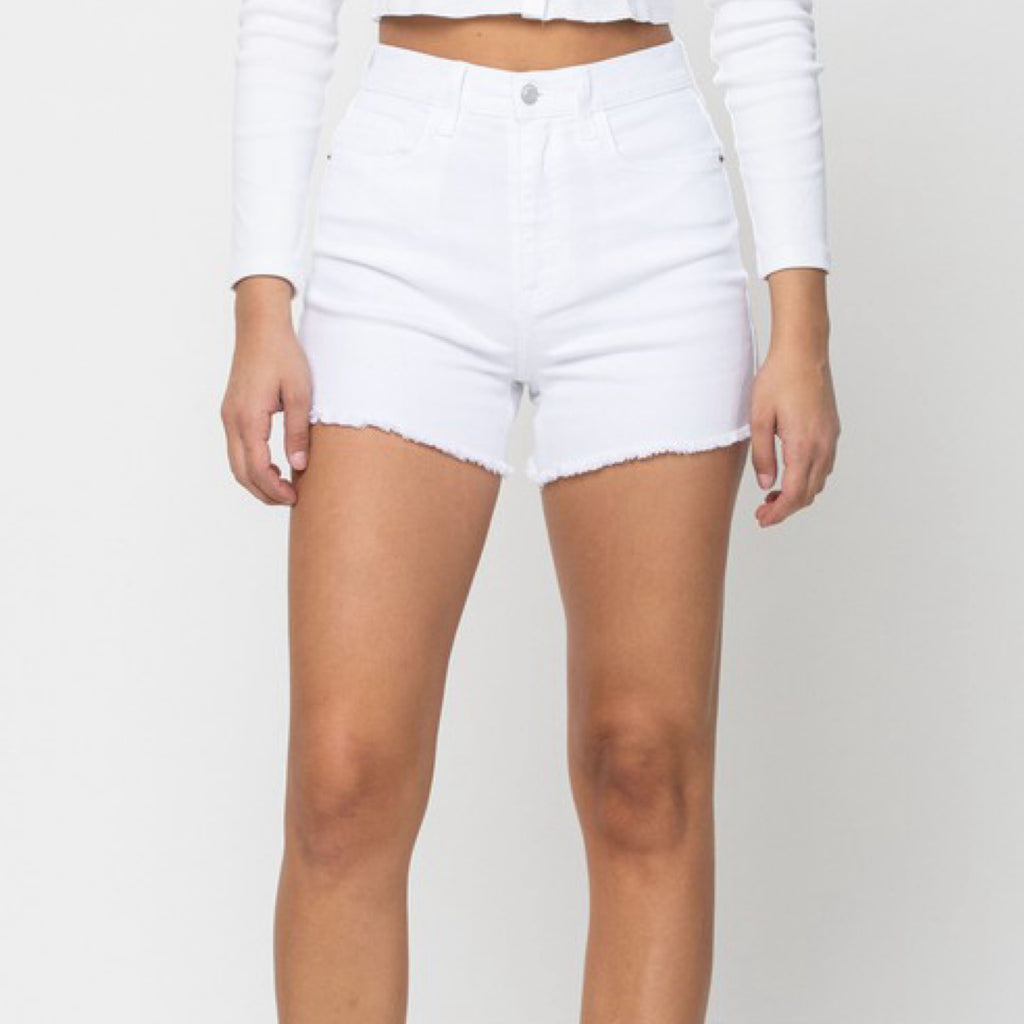 High Rise Mom Shorts White