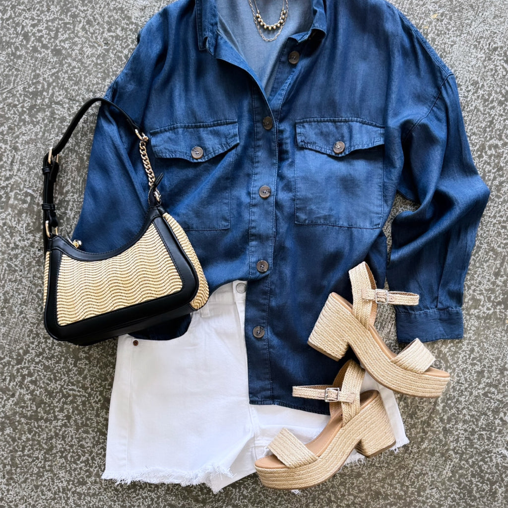 Different Views Chambray Button Down Top