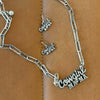 Three Row Chunky Chain Necklace necklace With Rhinestones drops